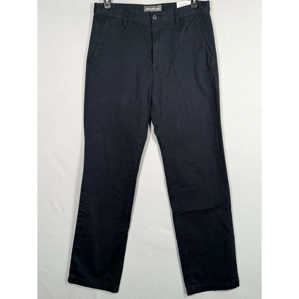 Eddie Bauer Classic Pants NWT Mens 32x34 Navy Blue Straight Leg Soft - Picture 1 of 10